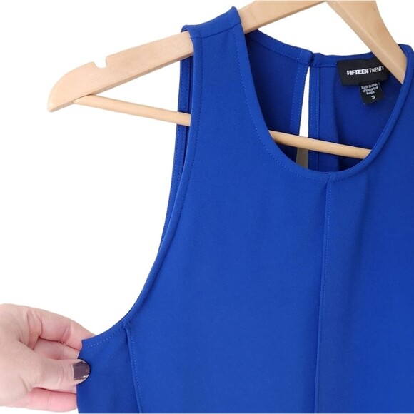 FIFTEEN TWENTY Dress Shift Wrap Blue‎ Sleeveless Short Open Back Flowy S - Picture 8 of 16
